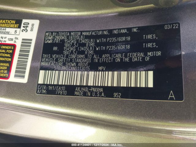 5TDJRKECXNS113015 Toyota SIENNA XLE