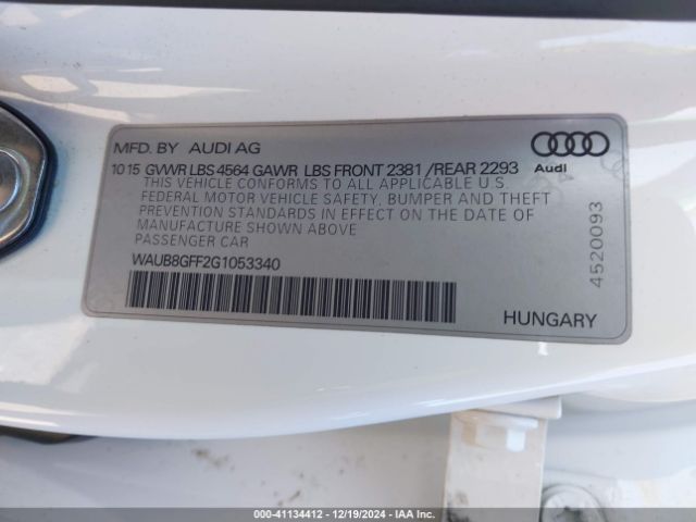 WAUB8GFF2G1053340 Audi A3 2.0t Premium