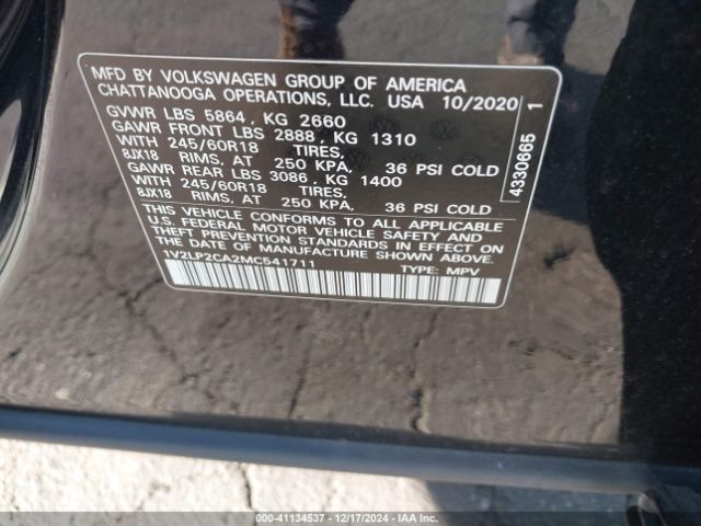 1V2LP2CA2MC541711 Volkswagen Atlas 2.0t Se