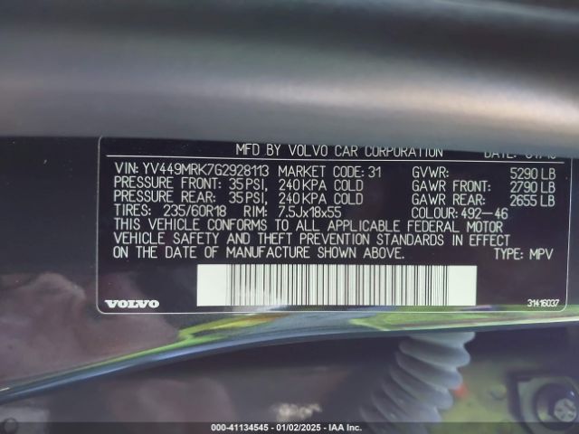 YV449MRK7G2928113 Volvo Xc60 T6 Drive-e