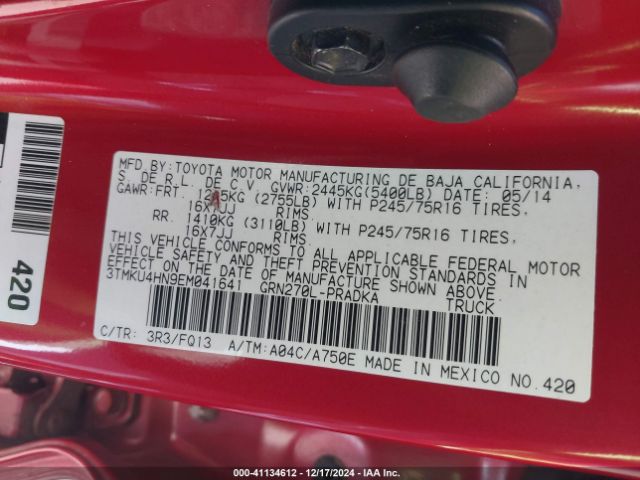 3TMKU4HN9EM041641 Toyota Tacoma Prerunner V6