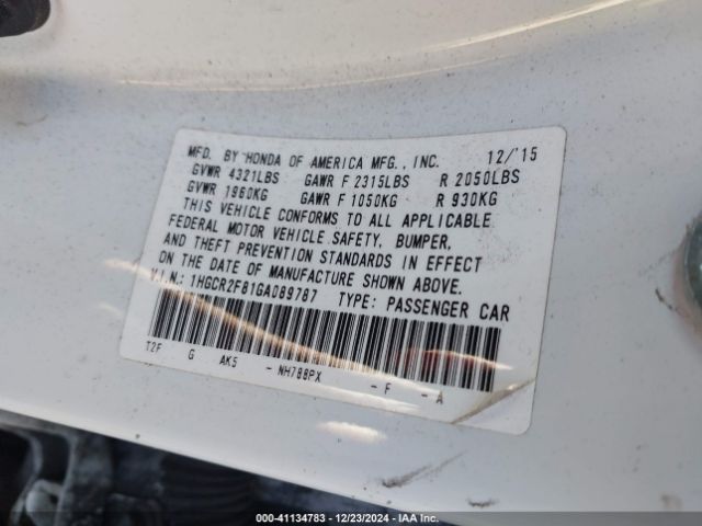 1HGCR2F81GA089787 Honda Accord Ex-l