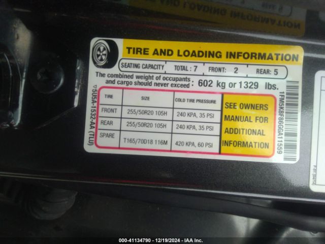 1FM5K8F86GGA11559 Ford Explorer Limited