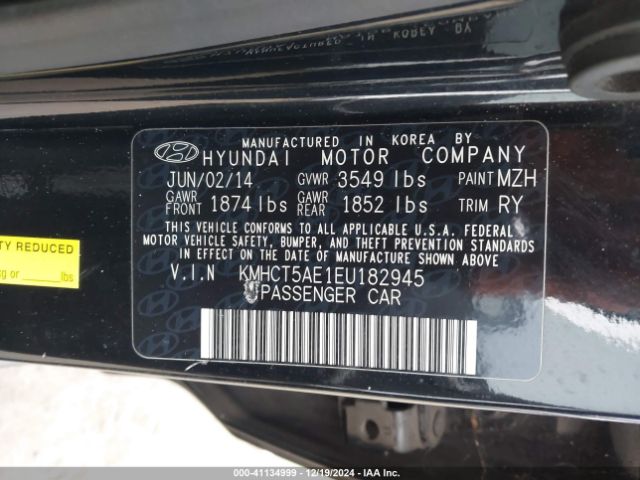 KMHCT5AE1EU182945 Hyundai ACCENT GS