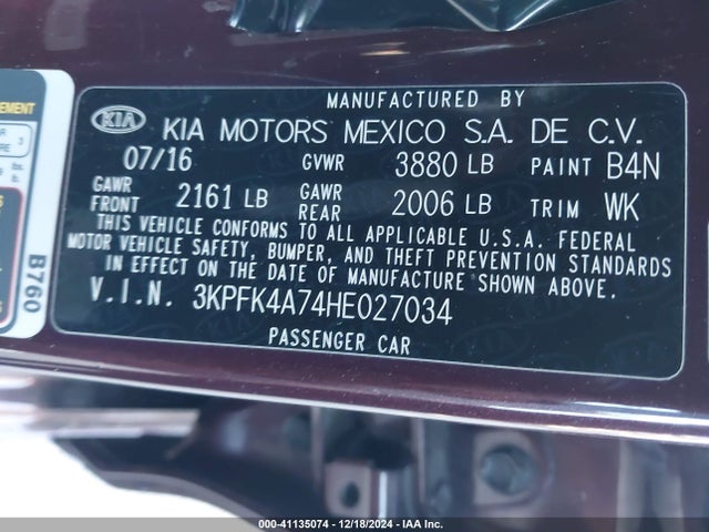 KIA FORTE LX 2017 3KPFK4A74HE027034 Image 9