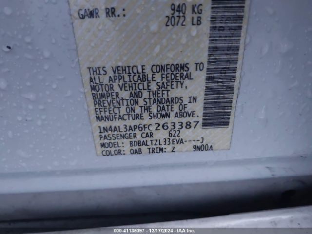 1N4AL3AP6FC263387 Nissan Altima 2.5 Sl