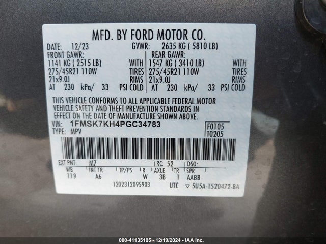 Ford Explorer St-line 2023 1FMSK7KH4PGC34783 Image 9