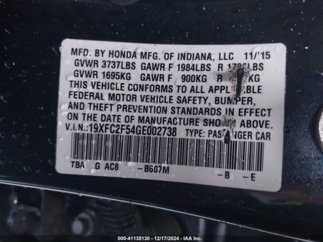 19XFC2F54GE002738 Honda Civic Lx