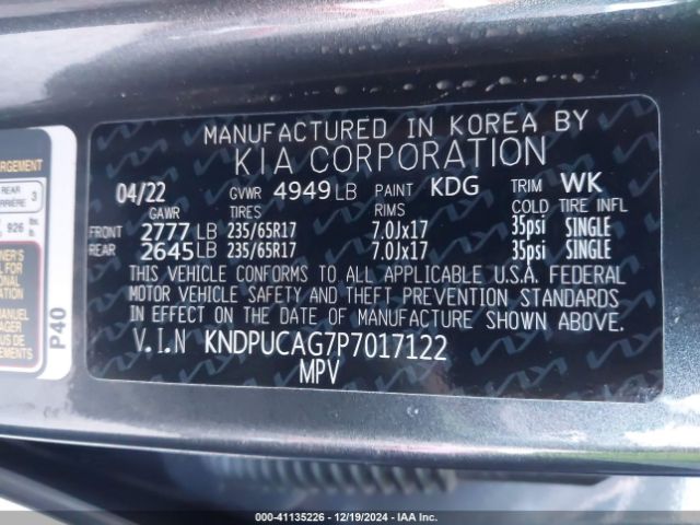 KNDPUCAG7P7017122 KIA Sportage Hybrid Lx