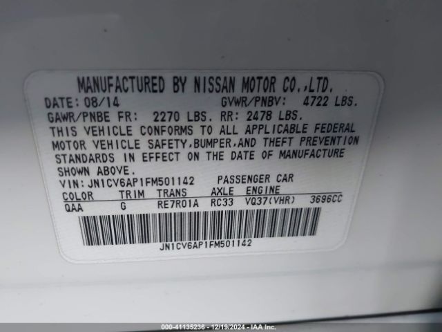 JN1CV6AP1FM501142 Infiniti Q40