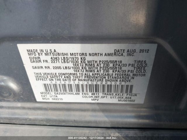 2013 MITSUBISHI OUTLANDER SPORT 4A4AP4AU4DE003607 Photo 8