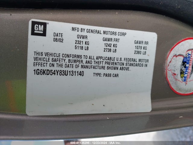 2003 CADILLAC DEVILLE 1G6KD54Y83U131140 Photo 8