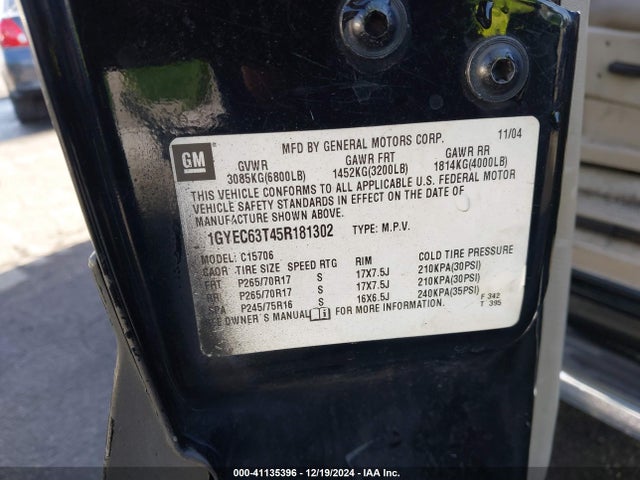 2005 CADILLAC ESCALADE 1GYEC63T45R181302 Photo 8