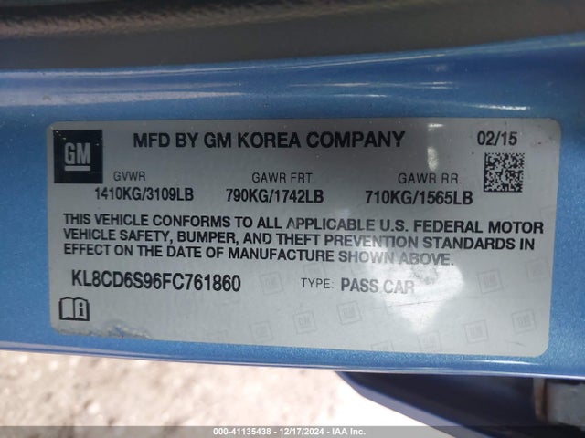 Chevrolet Spark 1lt Cvt 2015 KL8CD6S96FC761860 Image 9