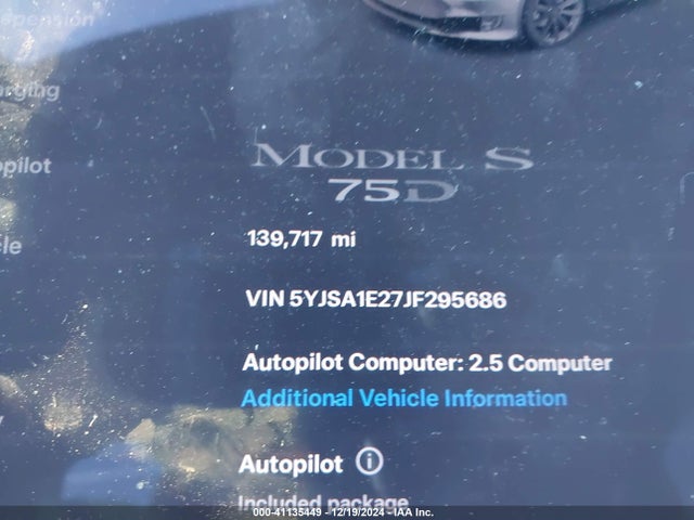 2018 TESLA MODEL S 5YJSA1E27JF295686 Photo 6