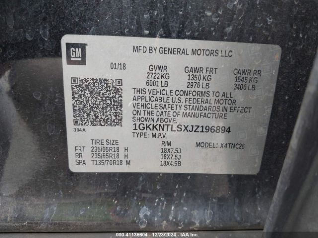 1GKKNTLSXJZ196894 GMC Acadia Sle-2