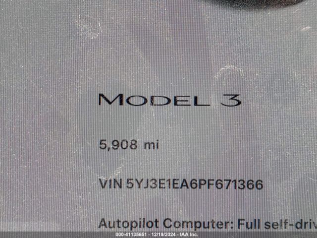 5YJ3E1EA6PF671366 Tesla Model 3 Rear-wheel Drive