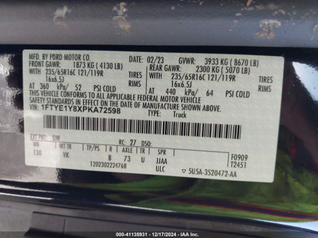 1FTYE1Y8XPKA72598 Ford Transit-150
