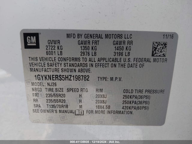 2017 CADILLAC XT5 1GYKNERS5HZ198782 Photo 8