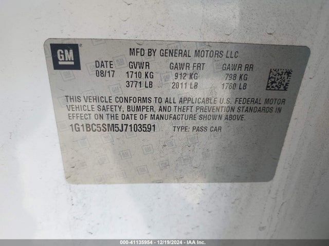 Chevrolet Cruze Ls Auto 2018 1G1BC5SM5J7103591 Image 9
