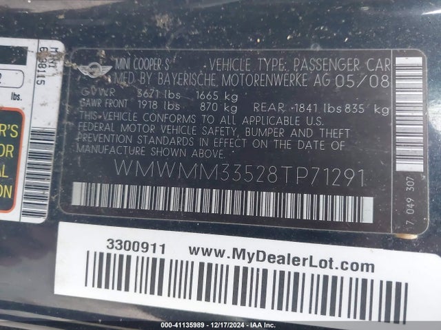 2008 MINI COOPER S CLUBMAN WMWMM33528TP71291 Photo 8