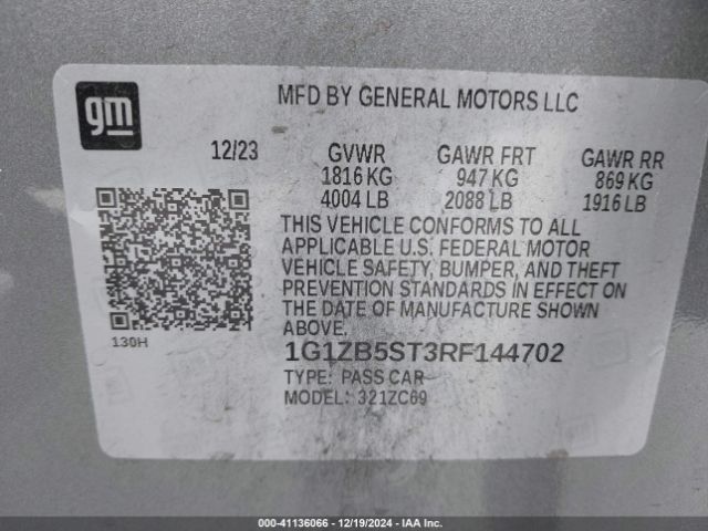 1G1ZB5ST3RF144702 Chevrolet Malibu Fwd Ls