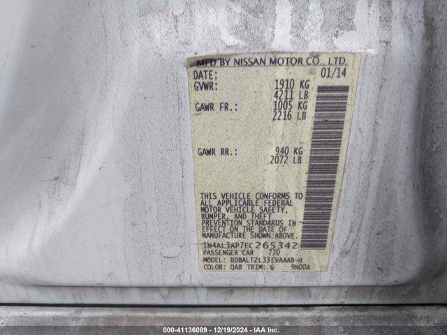 Nissan Altima 2.5 Sv 2014 1N4AL3AP7EC265342 Image 9