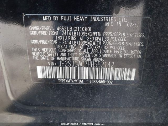 JF2SJGWC7HH552142 Subaru Forester 2.0xt Touring