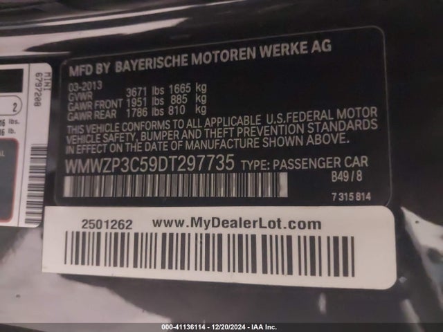 2013 MINI CONVERTIBLE WMWZP3C59DT297735 Photo 8