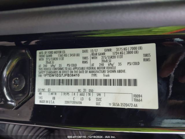 1FTEW1EG7JFB38410 Ford F-150 Xlt