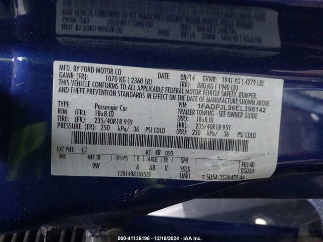Ford Focus 2014 1FADP3L96EL398142 Image 9