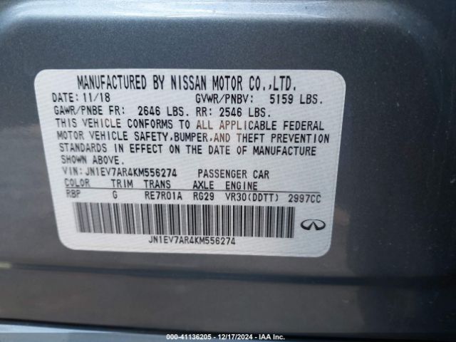 JN1EV7AR4KM556274 Infiniti Q50 3.0t Luxe