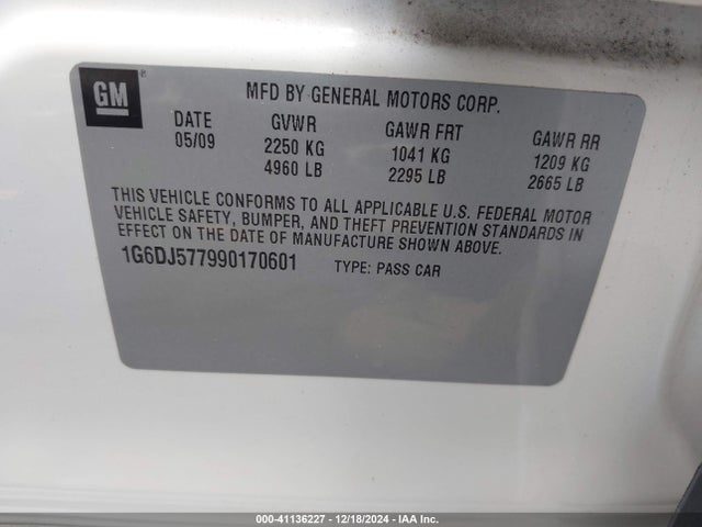 2009 CADILLAC CTS 1G6DJ577990170601 Photo 8