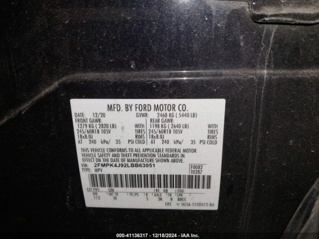 2FMPK4J92LBB63051 Ford EDGE SEL