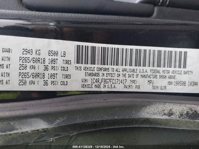 1C4RJFBG7FC171417 Jeep Grand Cherokee Limited