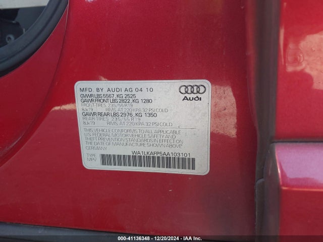 2010 AUDI Q5 WA1LKAFP5AA103101 Photo 8