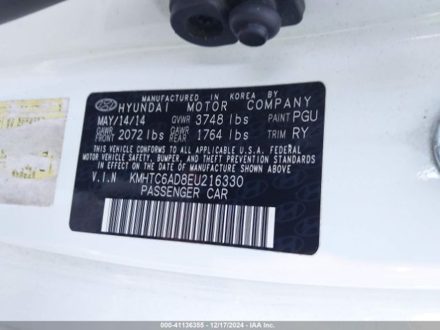 KMHTC6AD8EU216330 Hyundai Veloster Base W/black