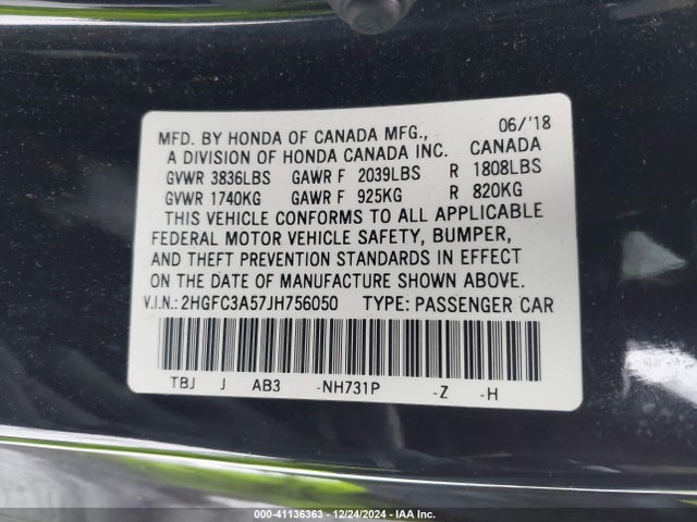 2HGFC3A57JH756050 Honda CIVIC SI