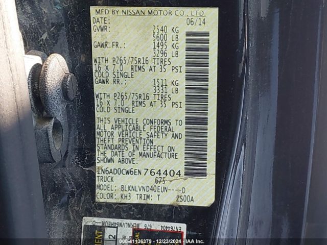 1N6AD0CW6EN764404 Nissan Frontier Pro-4x
