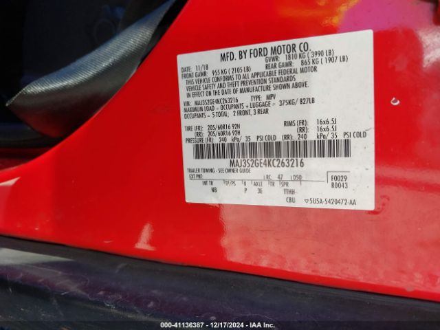 MAJ3S2GE4KC263216 Ford Ecosport Se