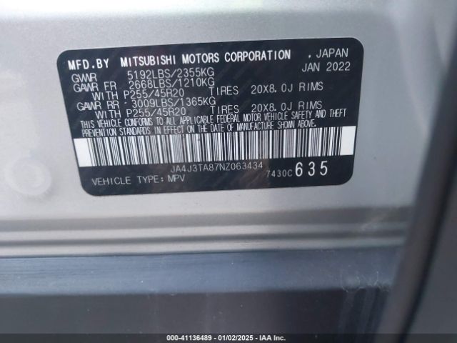 2022 MITSUBISHI OUTLANDER JA4J3TA87NZ063434 Photo 8