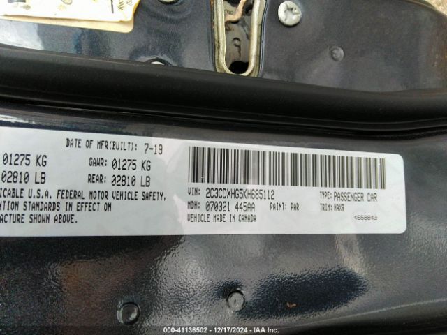 2C3CDXHG5KH685112 Dodge Charger Gt Rwd