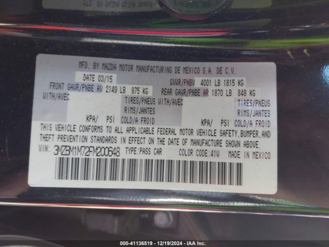 3MZBM1M72FM200648 Mazda Mazda3 I Grand Touring