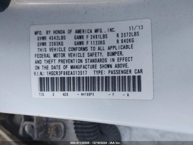 1HGCR3F86EA013517 Honda Accord Ex-l V-6
