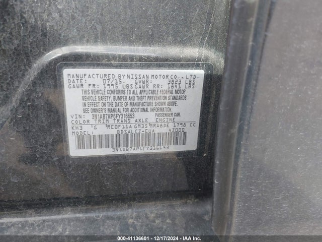 Nissan SENTRA S 2015 3N1AB7AP6FY316653 Image 9