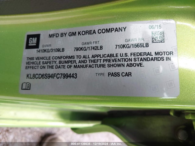 Chevrolet Spark 1lt Cvt 2015 KL8CD6S94FC799443 Image 9
