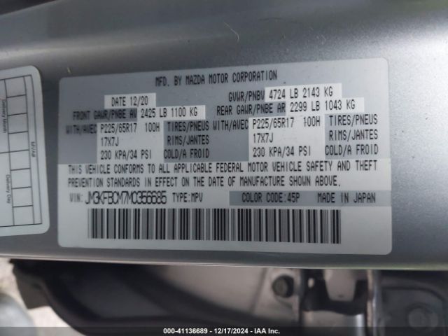JM3KFBCM7M0356685 Mazda Cx-5 Touring