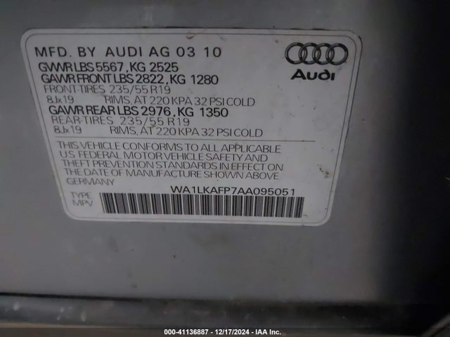 2010 AUDI Q5 WA1LKAFP7AA095051 Photo 8