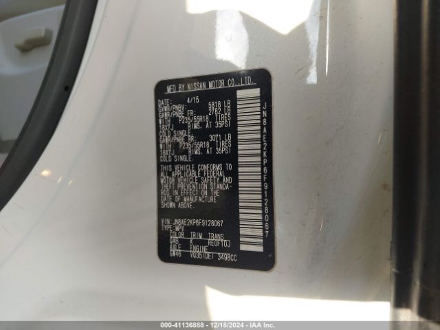 JN8AE2KP6F9128067 Nissan Quest Sl