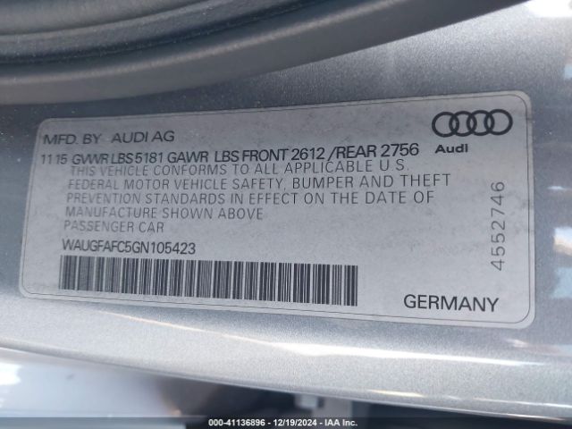 WAUGFAFC5GN105423 Audi A6 2.0t Premium Plus